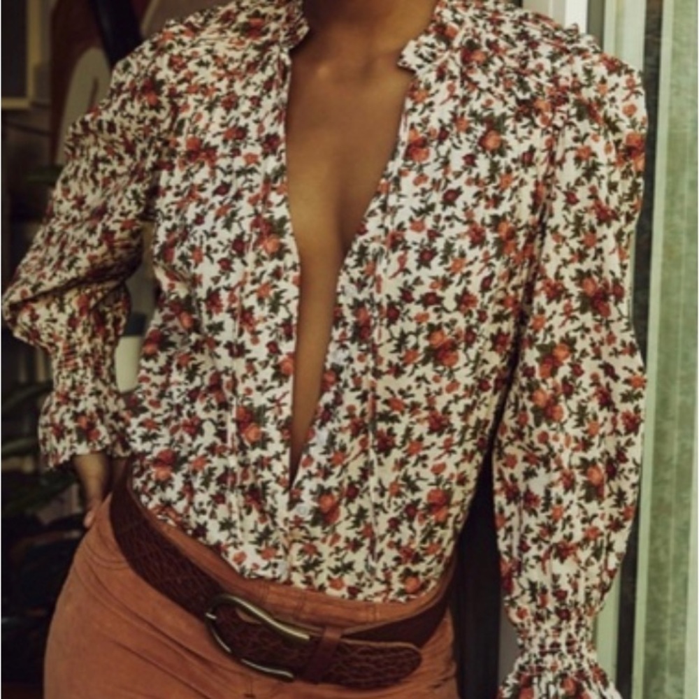 NWT Free People Floral Button-down